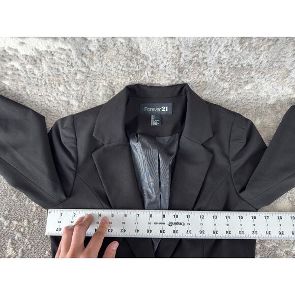 Forever 21 Sz S Black Single Button Blazer Jacket Career Work Office - Picture 4 of 8